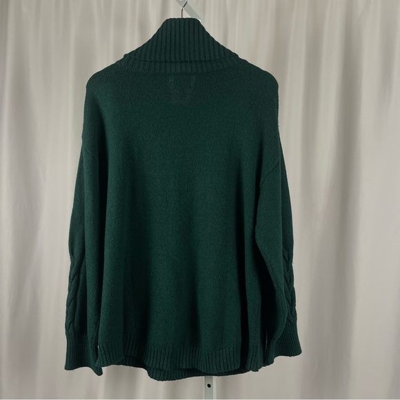 St. John's Bay XXL 2X Emerald Green Cowl Turtleneck Sweater Cable Knit Sleeve - Picture 2 of 7